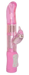 Розовый вибромассажер с клиторальным стимулятором - 25 см.