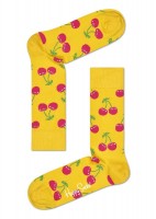 Желтые носки унисекс Cherry Sock с вишенками Happy socks