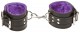 Чёрные кожаные наручники X-Play с фиолетовым мехом внутри