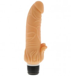 Телесный вибратор с лепестками в основании Purrfect Silicone Classic 7INCH Flesh - 18 см.