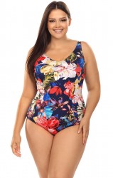 Совместный купальник plus size с цветочным рисунком на лицевой части Lorin