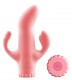 Розовый вибратор с клиторальным и анальным отростками - 15,2 см.