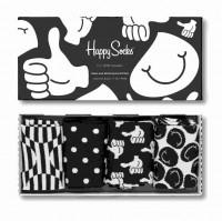 Подарочный набор черно-белых носков 4-Pack Black and White Socks Gift Set Happy socks