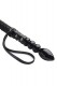 Чёрный кожаный флоггер с лакированной ручкой - 61 см.