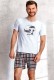 Мужская хлопковая пижама Szymon с клетчатыми шортами Taro