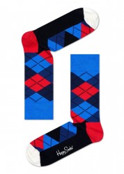 Яркие носки унисекс Argyle Sock с геометрическим принтом Happy socks