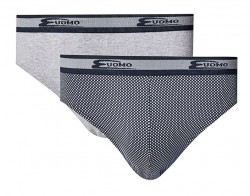 Набор из 2 трусов-слип - серый меланж и черный набивной L'altra Cotonella