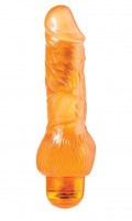 Оранжевый вибратор-реалистик Jelly Joy 7INCH 10 Rhythms Orange - 17,5 см.