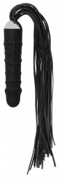 Черная плеть с рукоятью-фаллосом Whip with Realistic Silicone Dildo - 45,5 см.