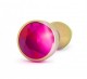 Золотистая анальная пробка R9 Rich Gold/Pink Sapphire с розовым кристаллом - 12 см.