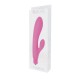 Розовый вибратор с клиторальным пальчиком Tiny Rabbit Silicone - 15 см.