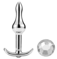 Металлическая анальная пробка-капля с прозрачным кристаллом - 8,8 см. Металлическая анальная пробка-капля с прозрачным кристаллом - 8,8 см.