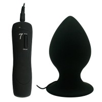 Черный виброплаг с выносным пультом Anal Plug Xl - 11,4 см.