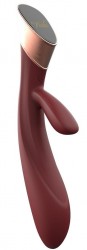 Бордовый вибратор Blossom с клиторальным отростком - 22 см.