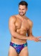 Синие мужские плавки +size с яркими цветными зигзагами Jolidon