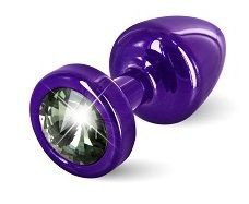 Фиолетовая пробка с черным кристаллом Anni round Purple T1 Black Diamond - 6 см.