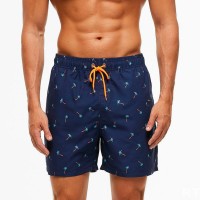 Темно-синие мужские пляжные шорты с принтом в виде пальм Romeo Rossi