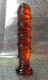 Фаллоимитатор с ребрышками из медового по цвету стекла - 13 см.