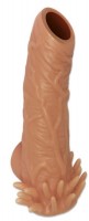Телесная насадка с усиками и открытой головкой Nude Sleeve M - 12 см.