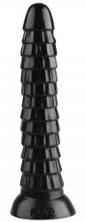 Черный рельефный фантазийный фаллоимитатор - 26,5 см.