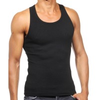 Набор из 2 черных мужских маек из ткани в рубчик Rockhard