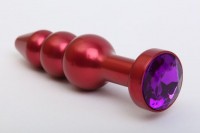 Красная анальная ёлочка с фиолетовым кристаллом - 11,2 см.