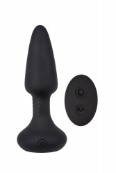 Черная анальная вибропробка Smooth Anal Dilator с пультом ДУ - 14,5 см.