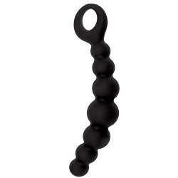 Чёрная анальная цепочка CATERPILL-ASS Silicone Black - 19,5 см.