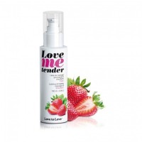 Съедобное согревающее массажное масло Love Me Tender Strawberry с ароматом клубники - 100 мл.