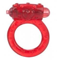 Красное эрекционное кольцо на пенис с вибрацией Love Stuff