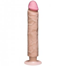 Телесный вибратор-реалистик The Realistic Cock Ultraskyn Without Balls Vibrating 10” - 29,2 см.