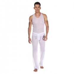 Белый полупрозрачный комплект: майка и брюки La Blinque