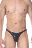 Черные мужские трусы-тонги с блестящим принтом Don Moris Черные мужские трусы-тонги с блестящим принтом Don Moris