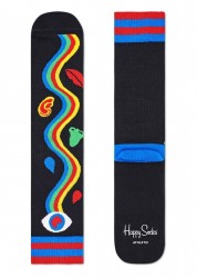 Черные носки унисекс Athletic Rainbow Trip Crew Sock с радугой Happy socks