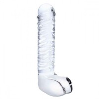 Прозрачный фаллоимитатор 8 Realistic Ribbed Glass Dildo - 20,3 см.