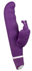 Фиолетовый вибростимулятор G-точки Smile G-Butterfly Vibrator с клиторальной бабочкой - 15,5 см.