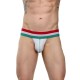 Мужские белые трусы-джоки с резинкой в цветную полоску La Blinque