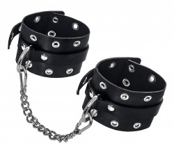 Черные кожаные однослойные оковы с люверсами Черные кожаные однослойные оковы с люверсами