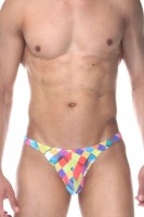Яркие трусы-тонги с геометрическим цветным принтом Don Moris Яркие трусы-тонги с геометрическим цветным принтом Don Moris