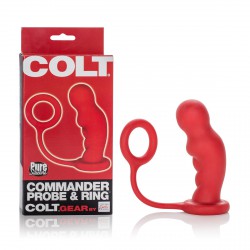 Красная анальная пробка Colt Commander Probe  Ring с эрекционным кольцом