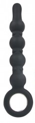 Черный анальный стимулятор с колечком-ограничителем - 17 см.