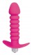 Розовая анальная вибровтулка-елочка с ограничителем - 11,5 см.