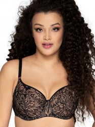 Бюстгальтер-балконет с чашками plus size на косточках и с цветочным кружевом AVA