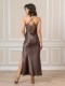 Длинная сорочка на узких бретелях с разрезом по ножке Felisse