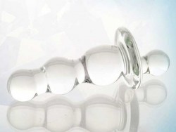 Стеклянная анальная втулка с ручкой - 10 см.