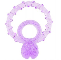Фиолетовое кольцо с подхватом мошонки и клиторальным язычком Basicx Tpr Double Cockring