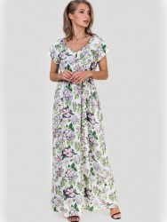 Платье в пол из вискозы с цветочным принтом Vienetta