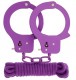 Фиолетовые наручники из листового металла в комплекте с веревкой Bondx Metal Cuffs Love Rope Set