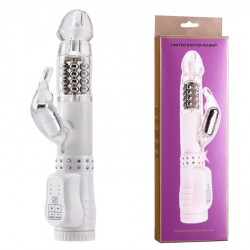 Вибратор с вращением шариков и стимулятором клитора - 17,5 см. Вибратор с вращением шариков и стимулятором клитора - 17,5 см.