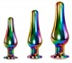 Набор из 3 радужных анальных пробок Rainbow Metal Plug Set